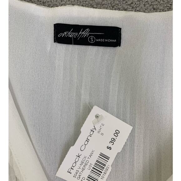 NWT On Twelfth Gathered Blouse Top Sleeveless V neck Wide Strap Size Small - Picture 3 of 5